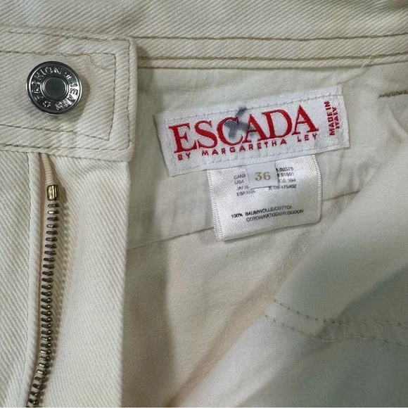 Vintage Escada by Margaretha Ley Cream Jeans w/ Nautical & Star Embroidery - Picture 9 of 11